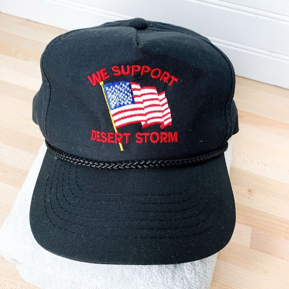 Vintage "We Support Operation Desert Storm" Mesh Golf Hat Black Snapback